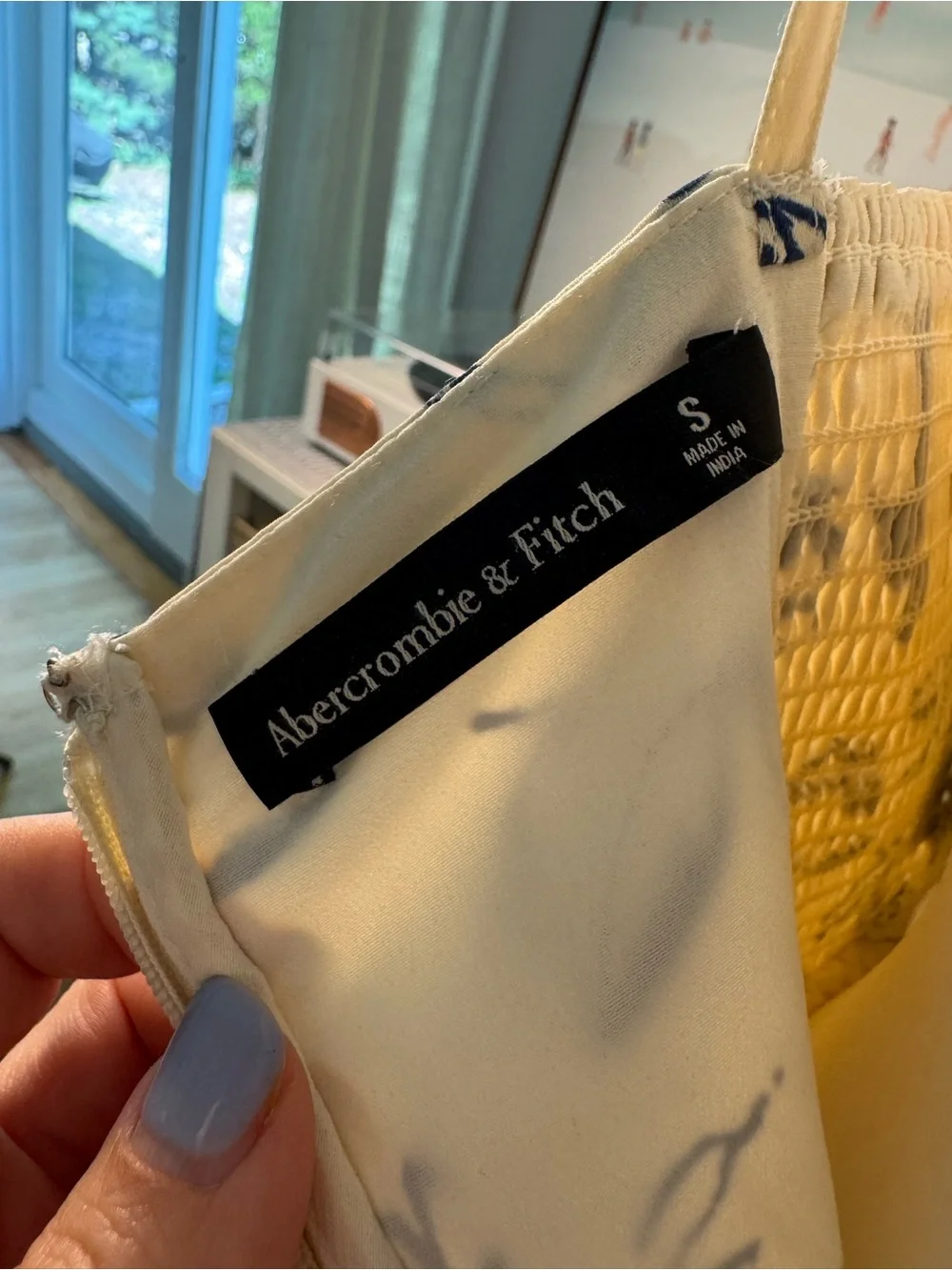 Abercrombie & Fitch Cream Maxi Dress with Blue Floral Print